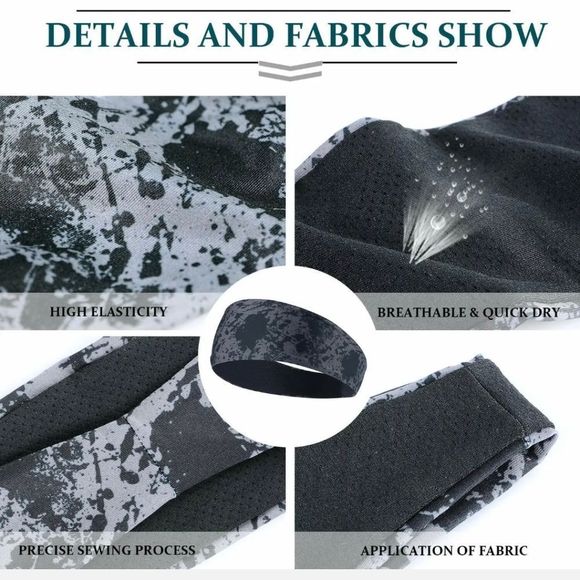 Camo Headband Stretch Sports Yoga Gym Hair Band Wrap Sweatband for Women Men US - Picture 5 of 6